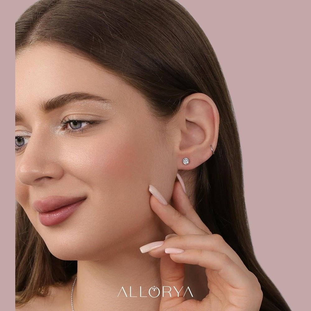 0.25 - 2.00 Carat Round Lab Grown White Diamond lab grown diamond Elegant Solitaire Bezel Set Stud Earrings for Women in 925 Sterling Silver - Future Jewelry