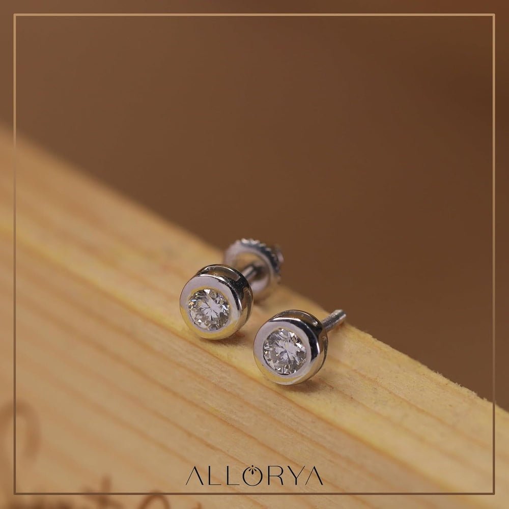0.25 - 2.00 Carat Round Lab Grown White Diamond lab grown diamond Elegant Solitaire Bezel Set Stud Earrings for Women in 925 Sterling Silver - Future Jewelry