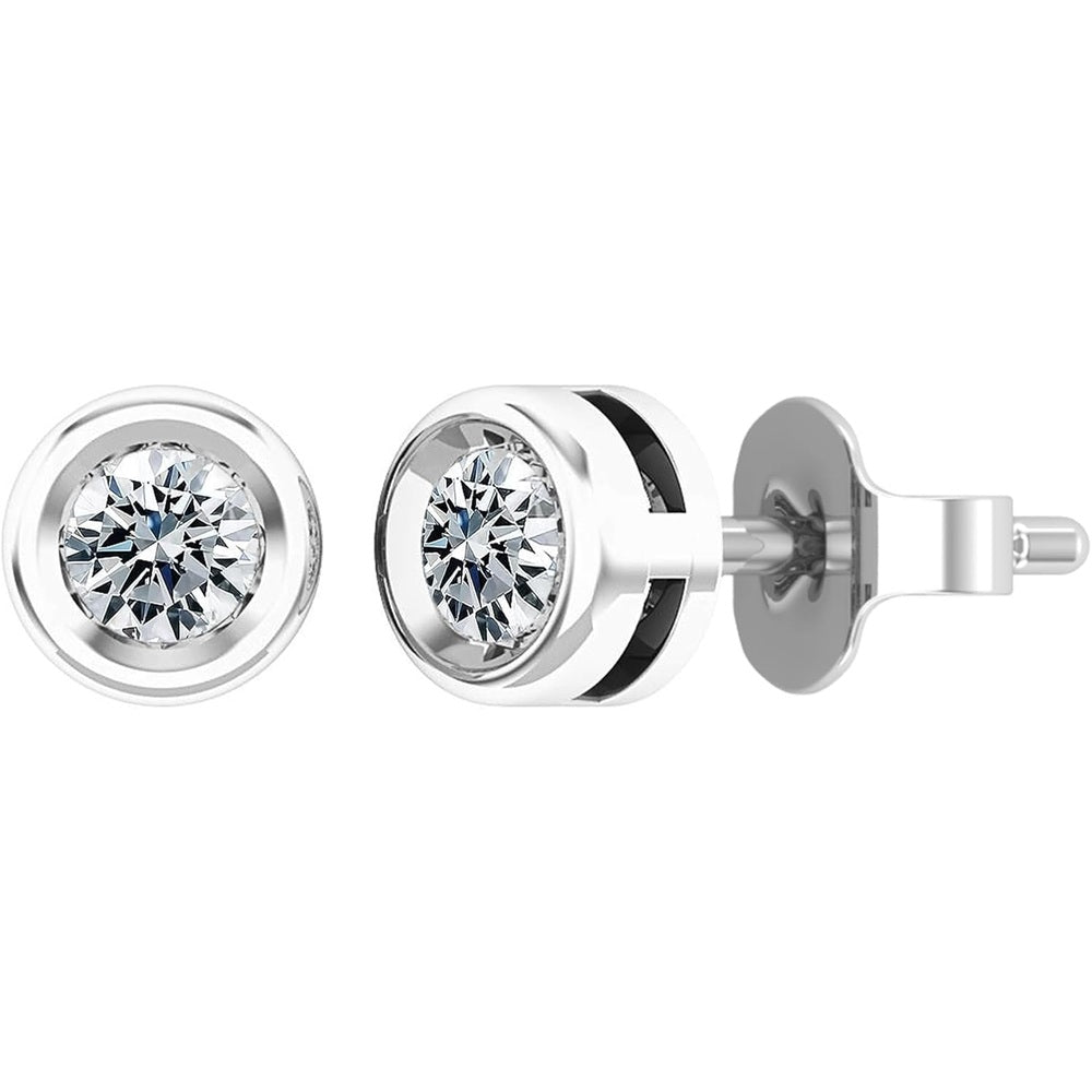 0.25 - 2.00 Carat Round Lab Grown White Diamond lab grown diamond Elegant Solitaire Bezel Set Stud Earrings for Women in 925 Sterling Silver - Future Jewelry
