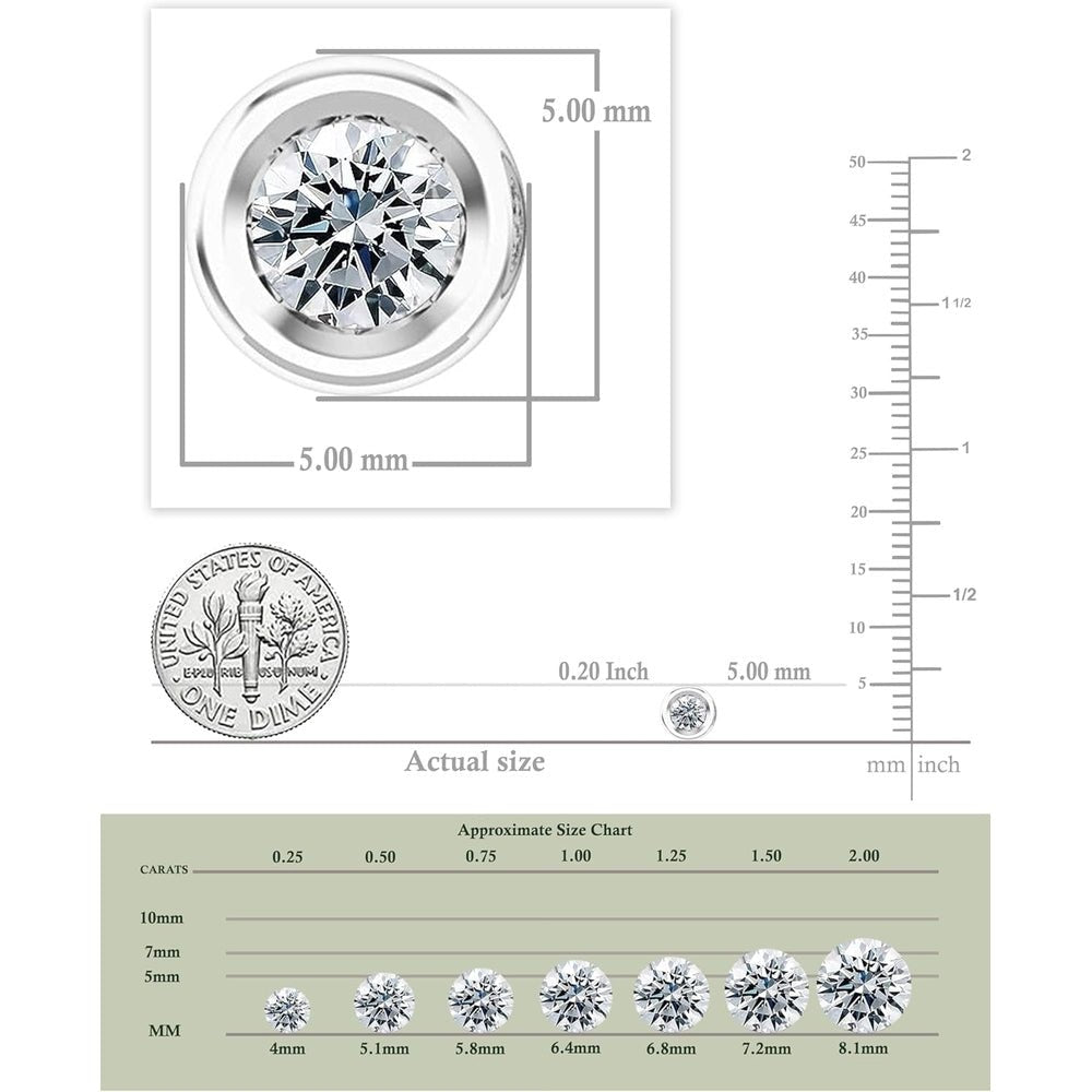 0.25 - 2.00 Carat Round Lab Grown White Diamond lab grown diamond Elegant Solitaire Bezel Set Stud Earrings for Women in 925 Sterling Silver - Future Jewelry