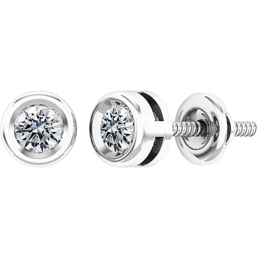 0.25 - 2.00 Carat Round Lab Grown White Diamond lab grown diamond Elegant Solitaire Bezel Set Stud Earrings for Women in 925 Sterling Silver - Future Jewelry