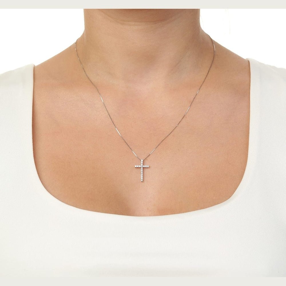 0.25 to 1.00 Carat Lab Grown Diamond Cross Pendant Necklace - Future Jewelry