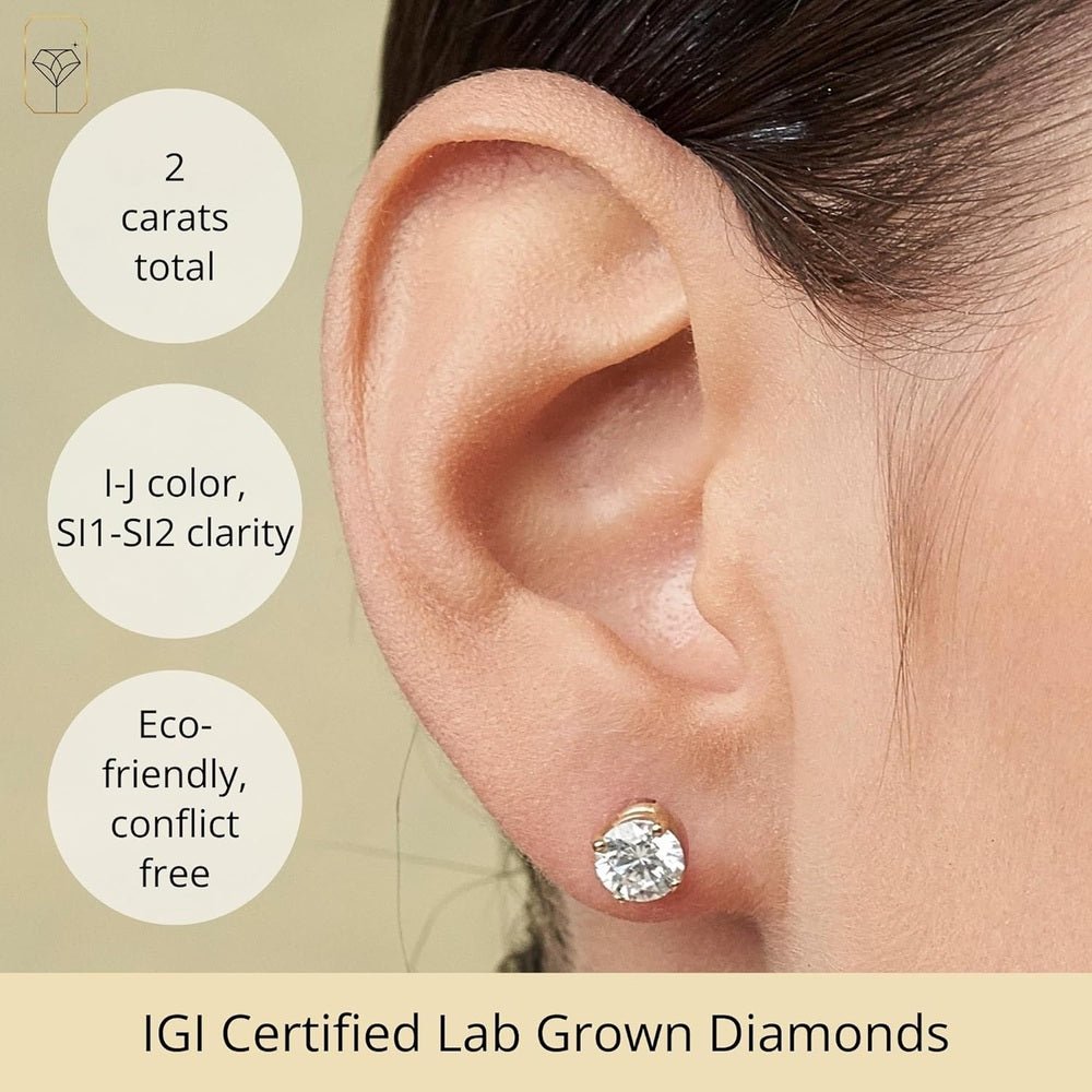 0.25–2 Carat Lab Grown Diamond Stud Earrings in 14K Gold - Future Jewelry