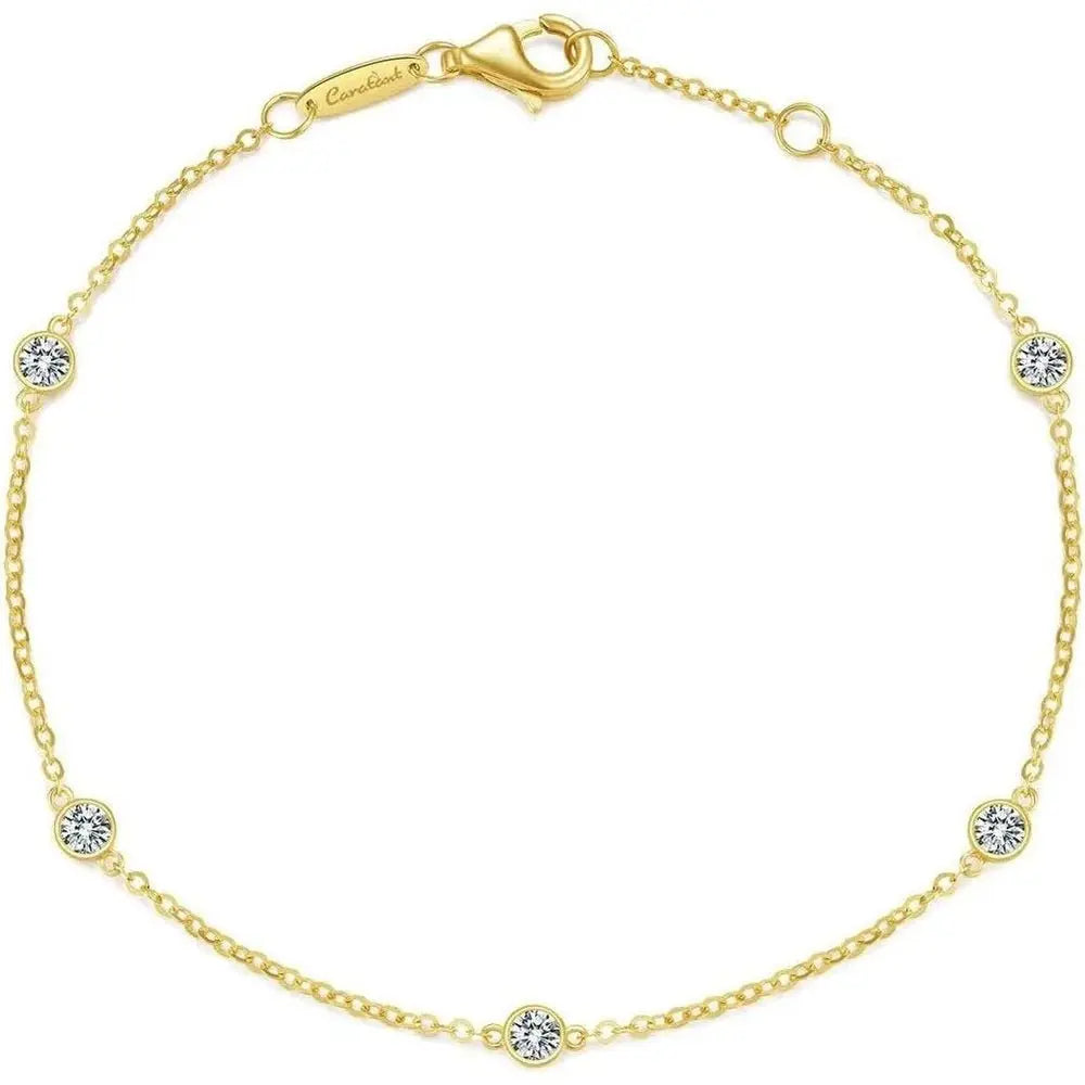 Everyday Essentials Set, diamond station bracelet in 14K white gold, Future Jewelry