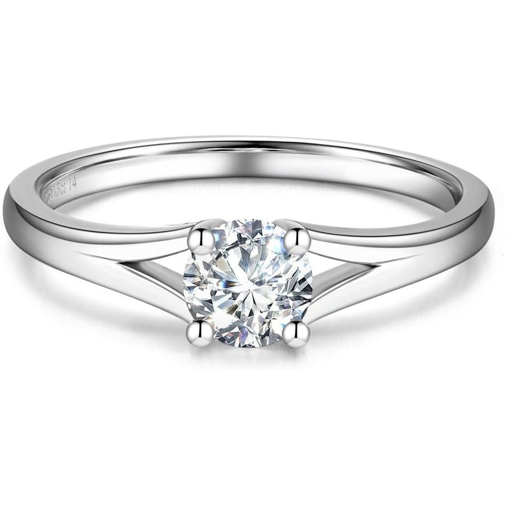 0.5 Carat - 1 Carat Lab Grown Diamond 4 Prong Solitaire Ring in Sterling Silver Promise Engagement Anniversary Wedding Ring for Women (D - E Color, VS Clarity) - Future Jewelry