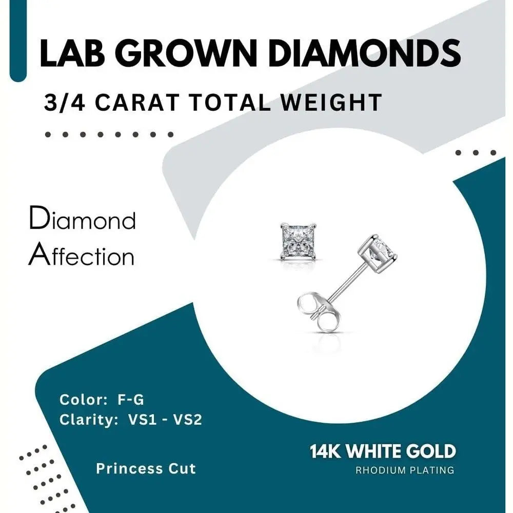 0.50 Carat Princess Cut Lab Grown Diamond Stud Earrings - Future Jewelry