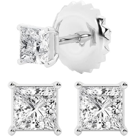 0.50 to 7 Carat Lab Grown Diamond Stud Earrings for Women, Colorless IGI Certified,Screw Back Earrings in 14K 18K White Gold & Platinum, Round/Emerald/Oval/Princess Cut,With Gift Box - Future Jewelry