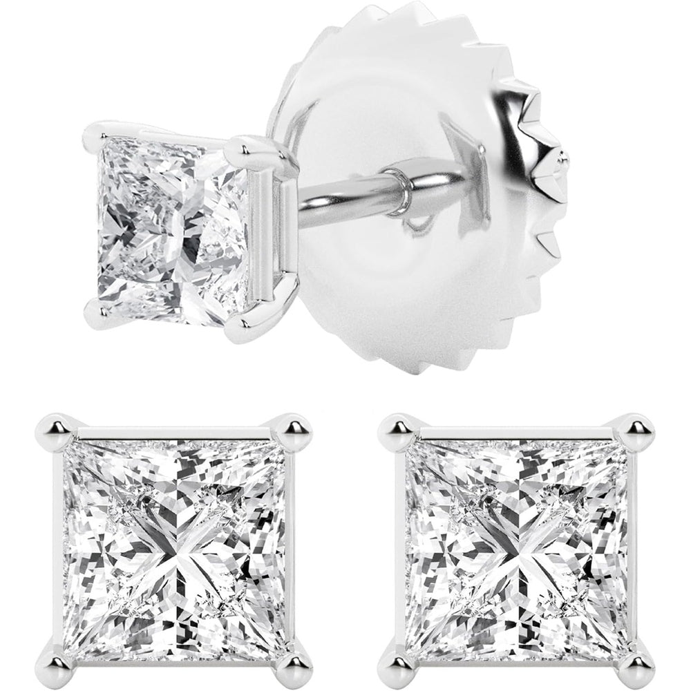 0.50 to 7 Carat Lab Grown Diamond Stud Earrings for Women, Colorless IGI Certified,Screw Back Earrings in 14K 18K White Gold & Platinum, Round/Emerald/Oval/Princess Cut,With Gift Box - Future Jewelry