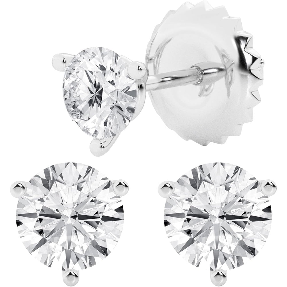 0.50 to 7 Carat Lab Grown Diamond Stud Earrings for Women, Colorless IGI Certified,Screw Back Earrings in 14K 18K White Gold & Platinum, Round/Emerald/Oval/Princess Cut,With Gift Box - Future Jewelry