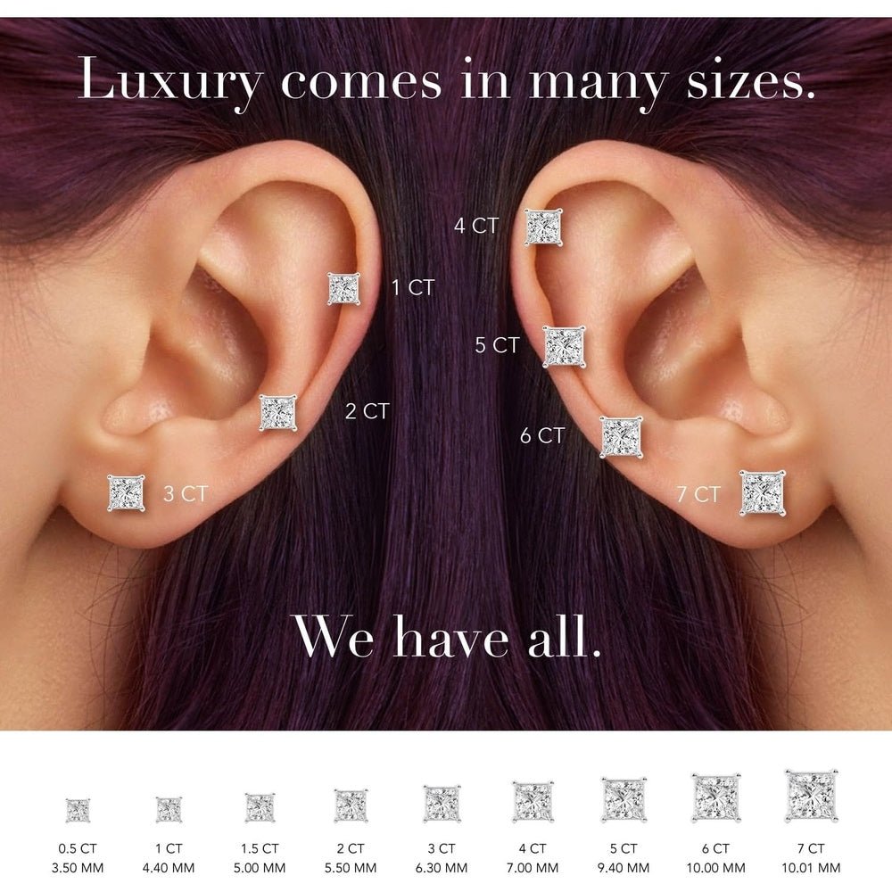 0.50 to 7 Carat Lab Grown Diamond Stud Earrings for Women, Colorless IGI Certified,Screw Back Earrings in 14K 18K White Gold & Platinum, Round/Emerald/Oval/Princess Cut,With Gift Box - Future Jewelry