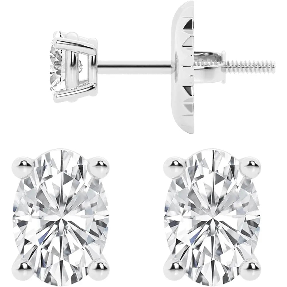 0.50 to 7 Carat Lab Grown Diamond Stud Earrings for Women, Colorless IGI Certified,Screw Back Earrings in 14K 18K White Gold & Platinum, Round/Emerald/Oval/Princess Cut,With Gift Box - Future Jewelry