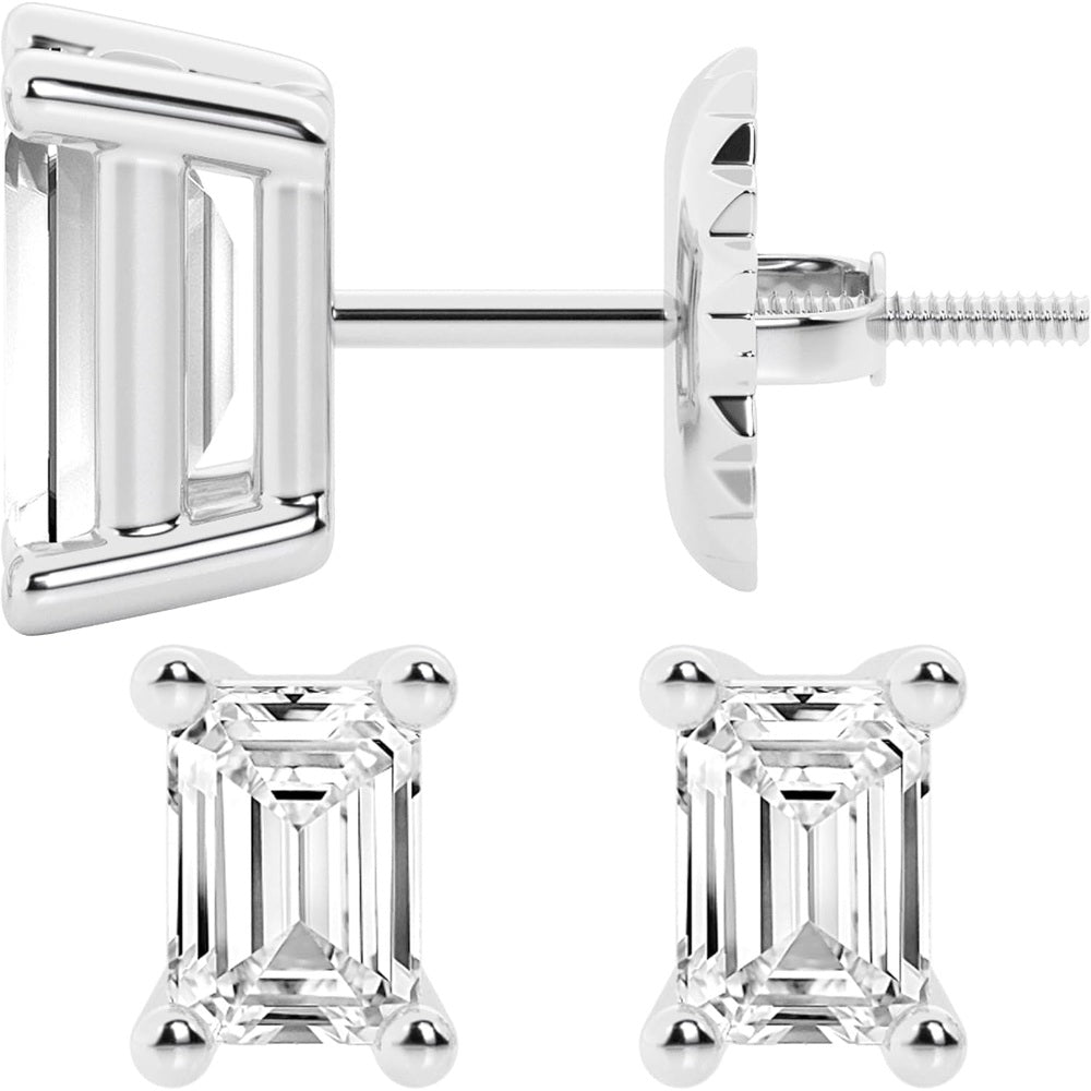 0.50 to 7 Carat Lab Grown Diamond Stud Earrings for Women, Colorless IGI Certified,Screw Back Earrings in 14K 18K White Gold & Platinum, Round/Emerald/Oval/Princess Cut,With Gift Box - Future Jewelry