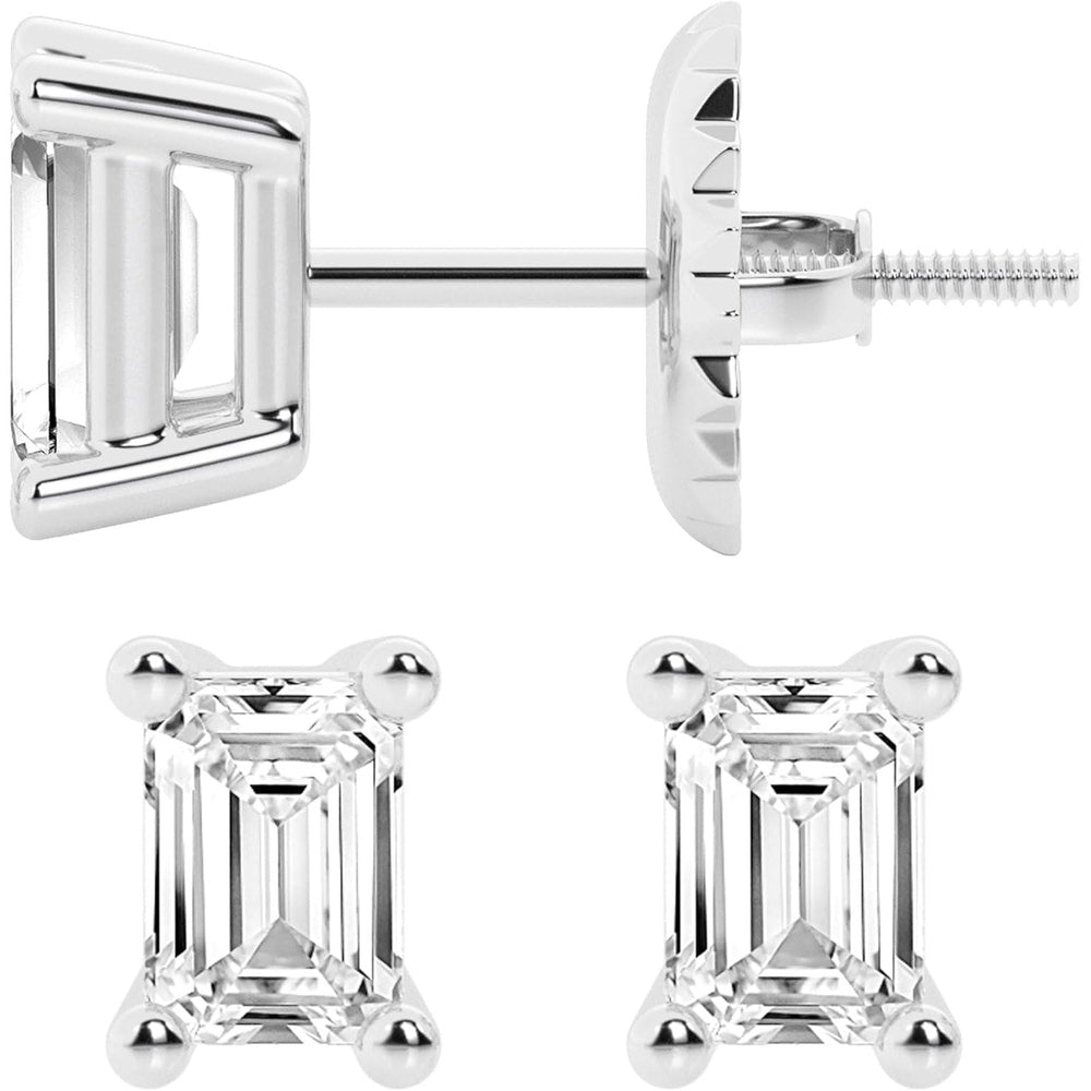 0.50 to 7 Carat Lab Grown Diamond Stud Earrings for Women, Colorless IGI Certified,Screw Back Earrings in 14K 18K White Gold & Platinum, Round/Emerald/Oval/Princess Cut,With Gift Box - Future Jewelry