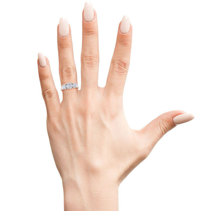 3 Carat Diamond Wedding Band in 14K Yellow Gold or White Gold | Three Stone Lab Grown Diamond Ring | IGI Certified