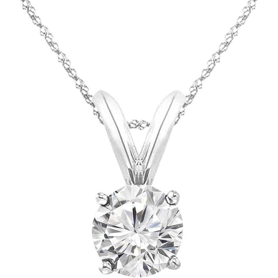 1 - 8 Carat 14k White Gold 4 Prong Set Round - cut Lab Grown Diamond Solitaire Stud Pendant Necklace (E - F, VS - SI) Jewelry for Women - Future Jewelry