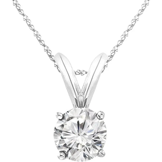 1 - 8 Carat 14k White Gold 4 Prong Set Round - cut Lab Grown Diamond Solitaire Stud Pendant Necklace (E - F, VS - SI) Jewelry for Women - Future Jewelry