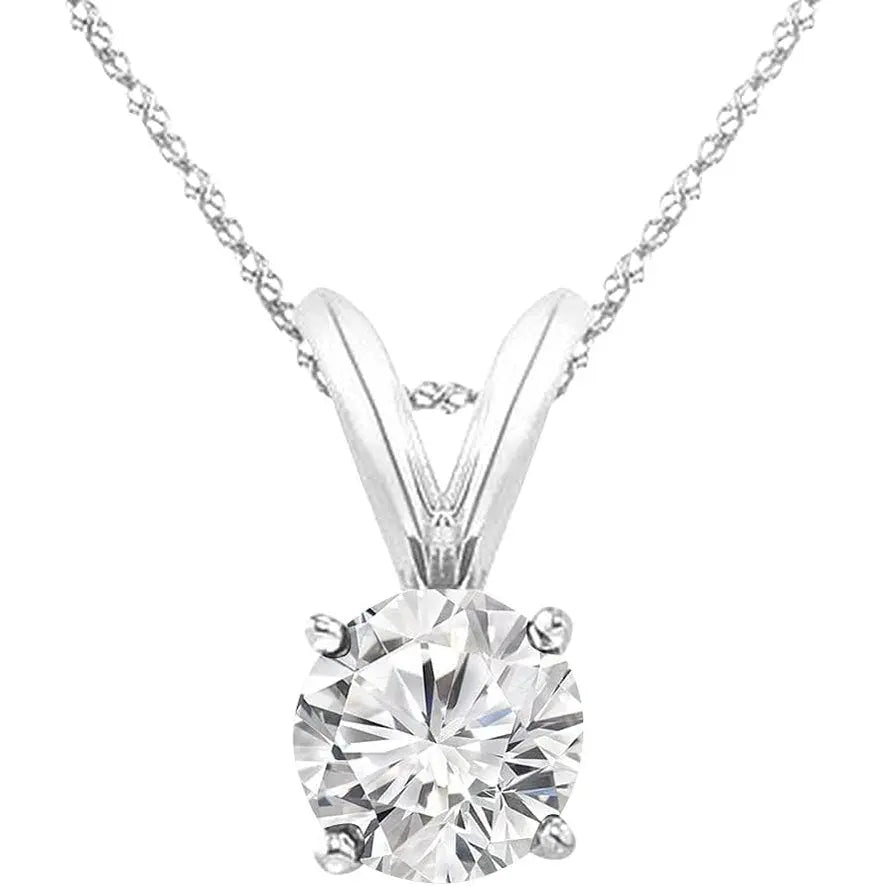 1 - 8 Carat 14k White Gold 4 Prong Set Round - cut Lab Grown Diamond Solitaire Stud Pendant Necklace (E - F, VS - SI) Jewelry for Women - Future Jewelry