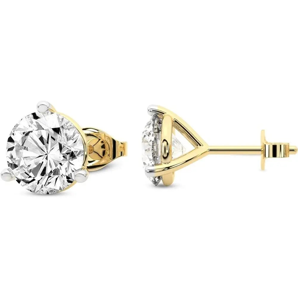 1-12 Carat Pear-Cut Lab Diamond Stud Earrings, IGI Certified, 14K Rose Gold 3-Prong Solitaire Earrings - Future Jewelry