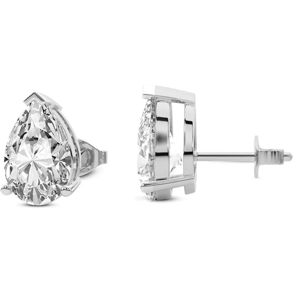 1-12 Carat Pear-Cut Lab Diamond Stud Earrings, IGI Certified, 14K Rose Gold 3-Prong Solitaire Earrings - Future Jewelry
