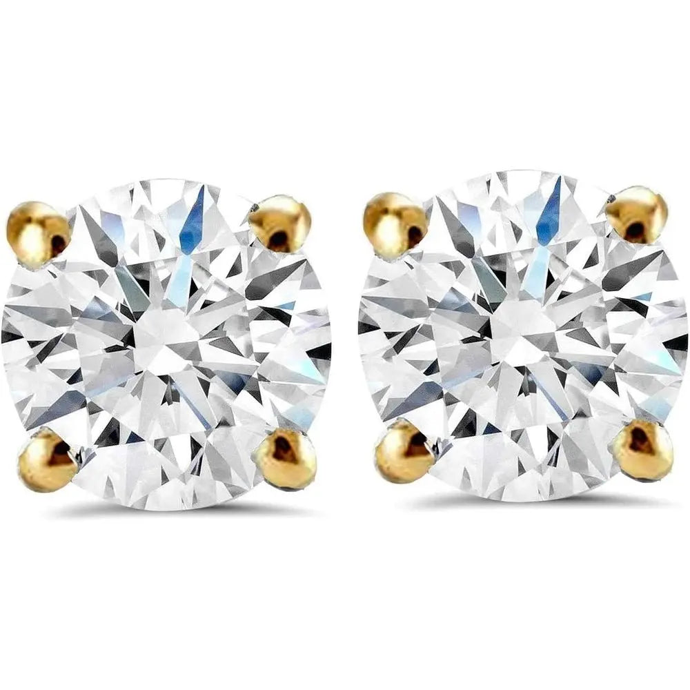 1 Carat (ctw) Diamond Studs in 14k White or Yellow Gold Lab Created - Future Jewelry