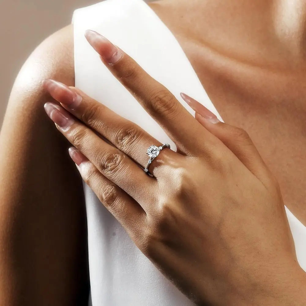 1 Carat Lab Grown Diamond Engagement Ring in 14K White Gold - Future Jewelry