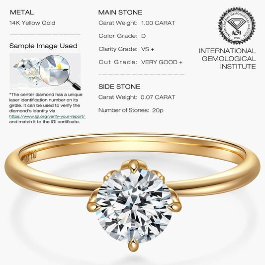 1 Carat Lab Grown Diamond Ring in 14K Gold for Women - Future Jewelry