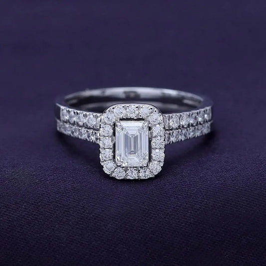 1.00 Carat Lab Grown Diamond Halo Bridal Set Ring - Future Jewelry