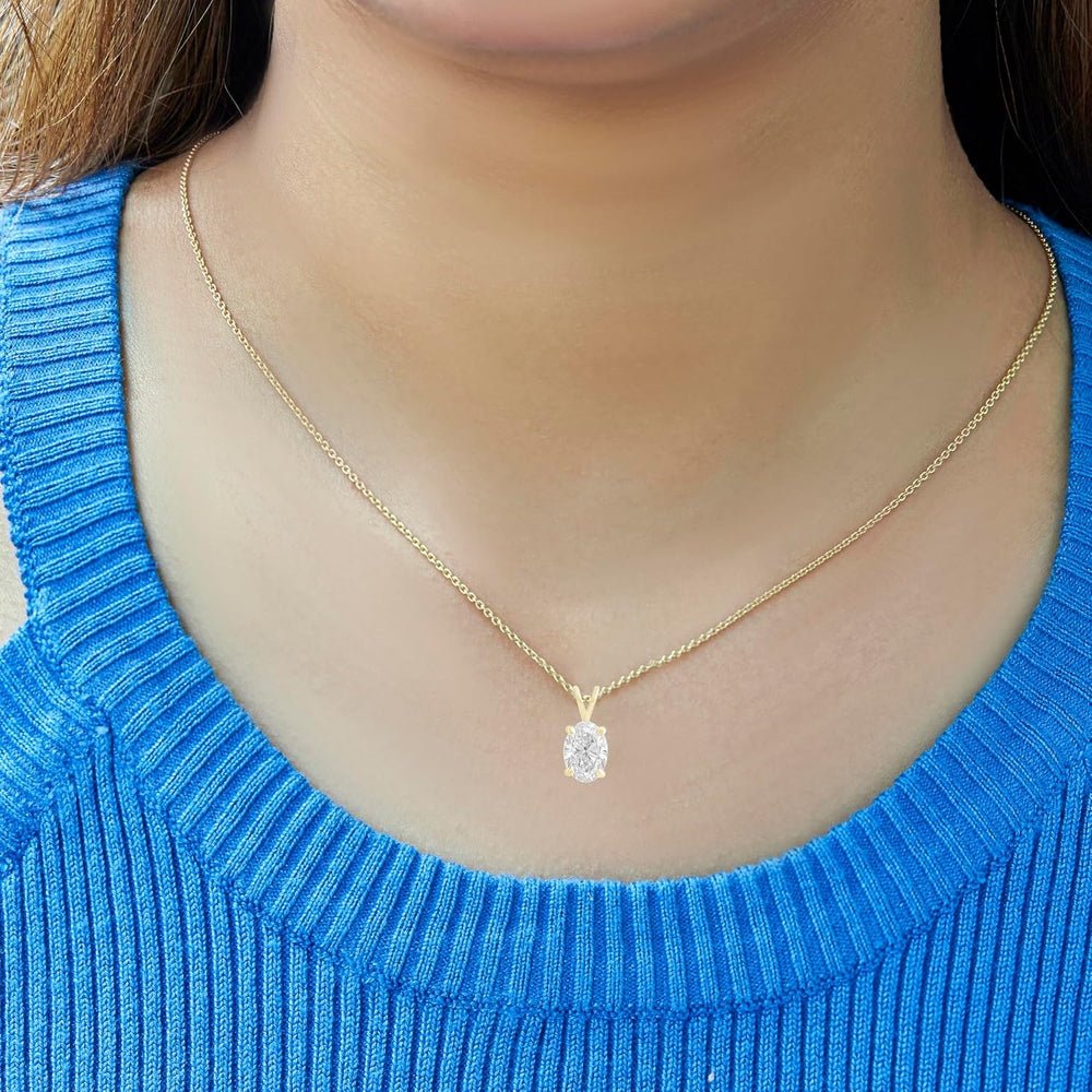 1.00 Carat Oval Cut Lab Grown Diamond Pendant Necklace - Future Jewelry