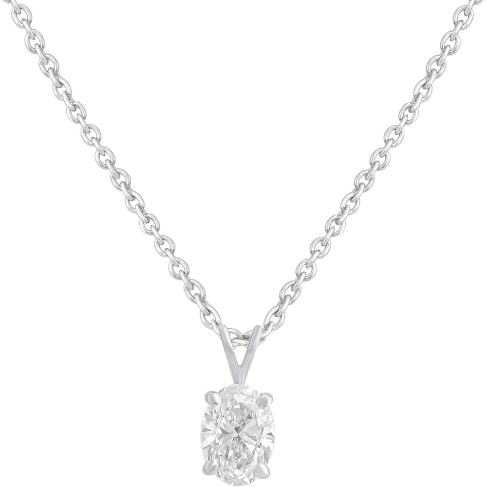 1.00 Carat Oval Cut Lab Grown Diamond Pendant Necklace - Future Jewelry