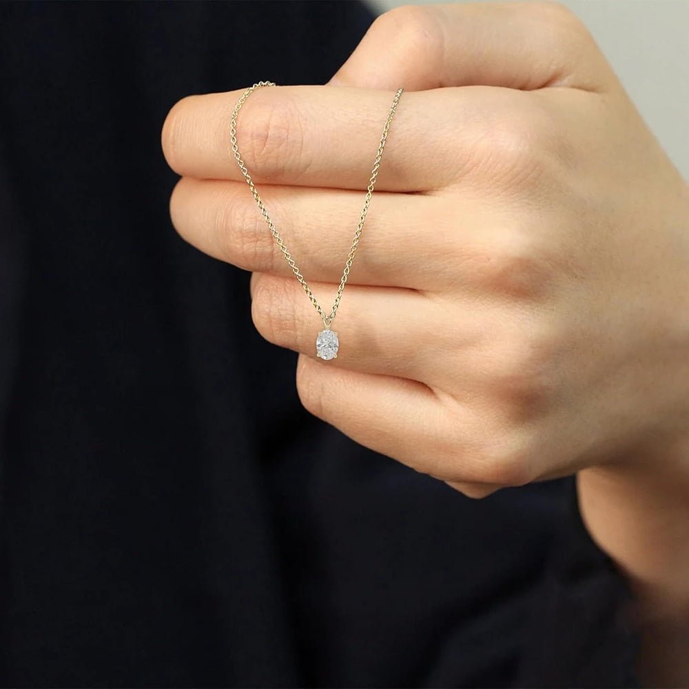 1.00 Carat Oval Cut Lab Grown Diamond Pendant Necklace - Future Jewelry