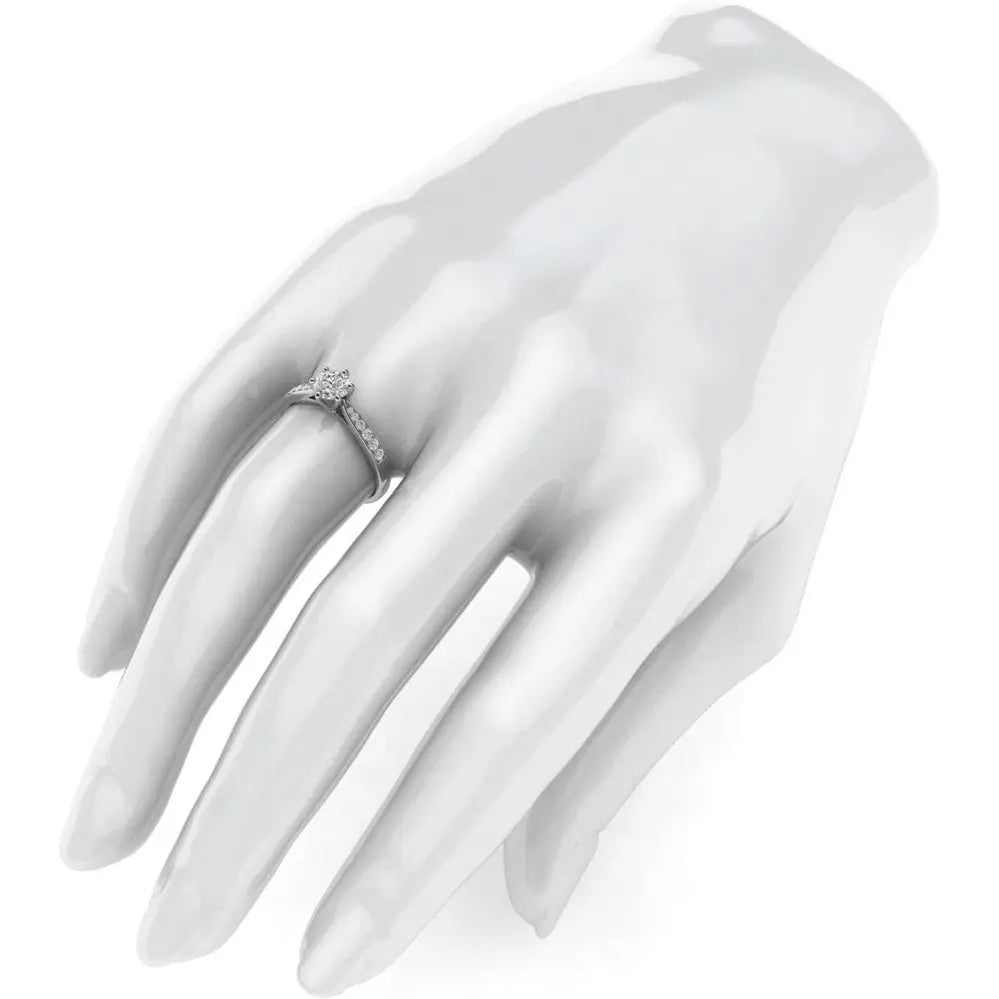 10k white gold 1.0 CT Classic 6 - Prong Simulated Diamond or Genuine Lab Grown Diamond Engagement Ring Graduated Side Stones Promise Bridal Ring - Future Jewelry