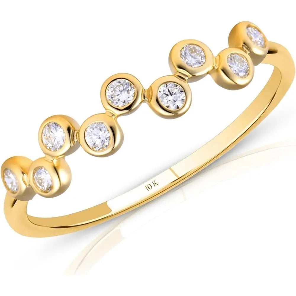14K Yellow Gold Zig-Zag Lab Diamond Bezel Ring for Women - Future Jewelry