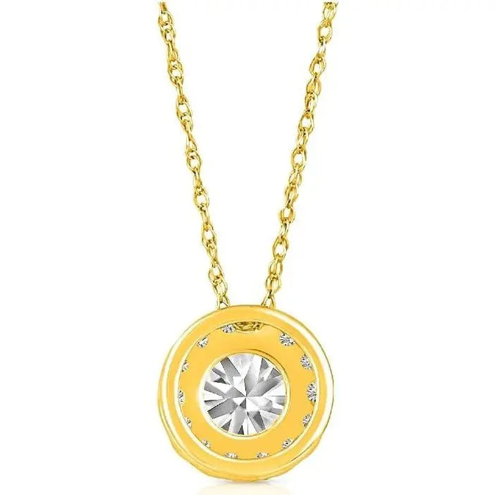 1/2 Carat - 1 Carat Lab Grown Diamond Pendant for Women| 14K Yellow or White Gold Halo Pendant with Gold Rope Chain Necklace 18" | D - E Color and VS Clarity - Future Jewelry