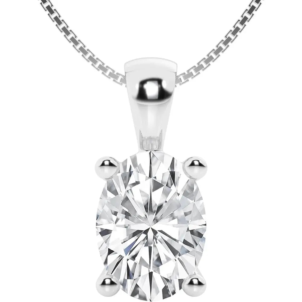 1 Carat Lab Diamond Pendant Necklace in 14K White Gold, IGI Certified - Future Jewelry