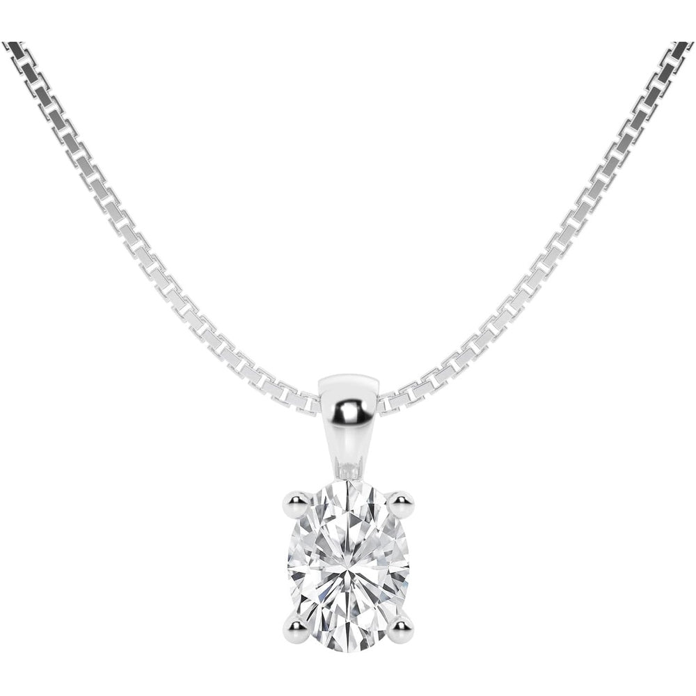 1 Carat Lab Diamond Pendant Necklace in 14K White Gold, IGI Certified - Future Jewelry