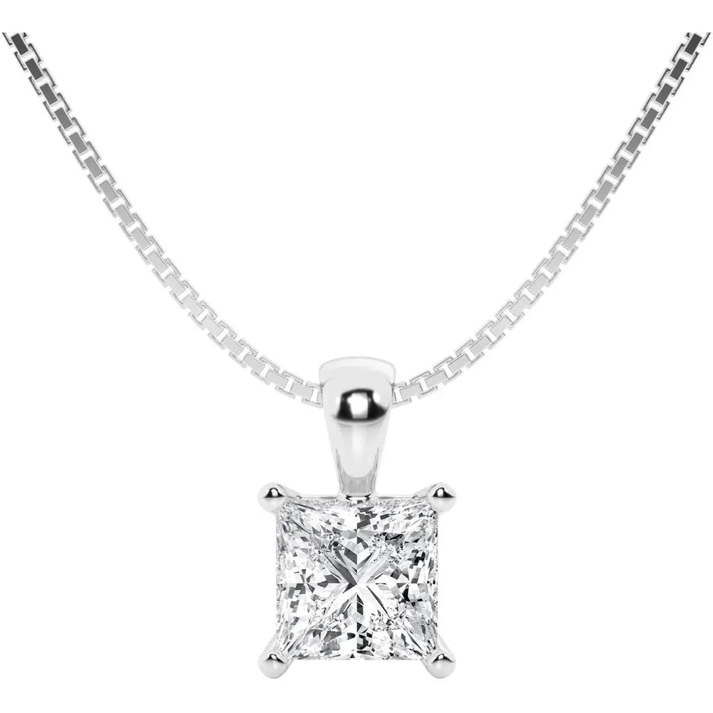 1 Carat Lab Diamond Pendant Necklace in 14K White Gold, IGI Certified - Future Jewelry