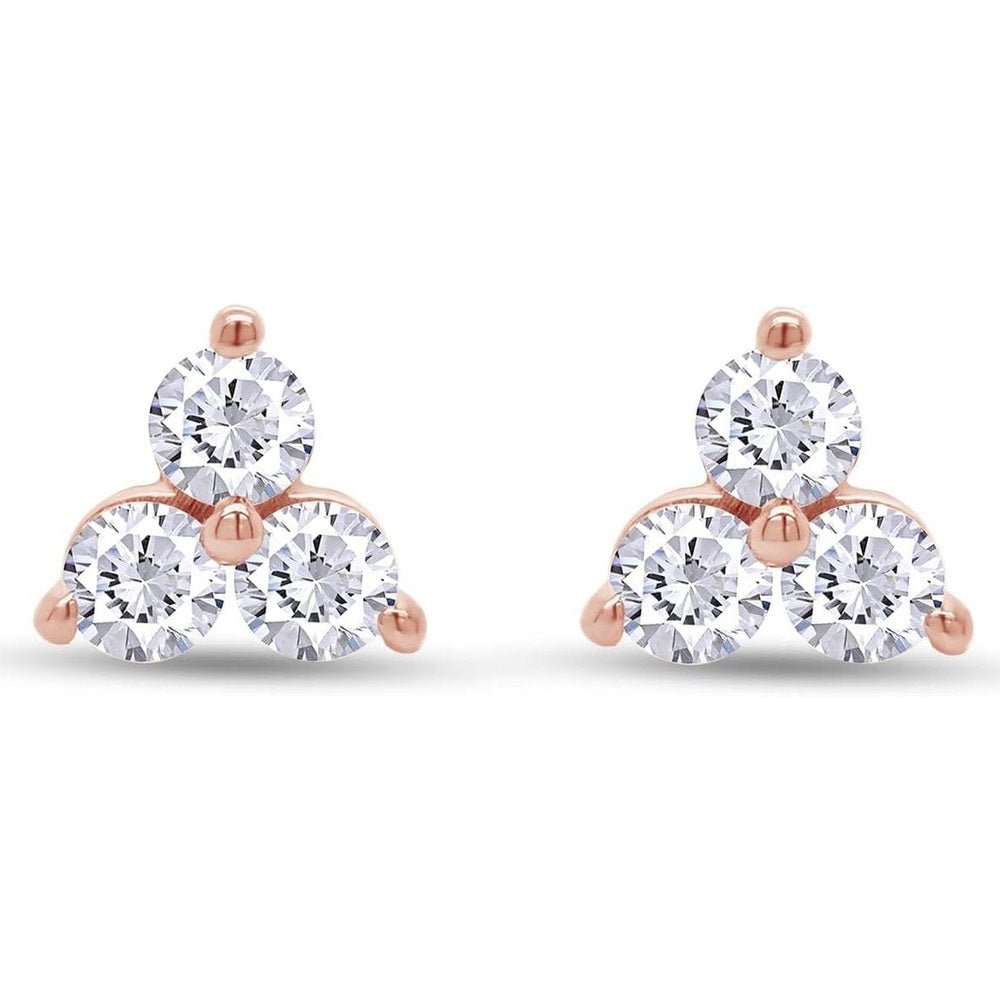 1/2 Carat Lab Grown Diamond 3 - Stone Stud Earring In 14k Gold Over Sterling Silver Jewelry Gift For Women (0.50 Cttw), Gift For Her - Future Jewelry