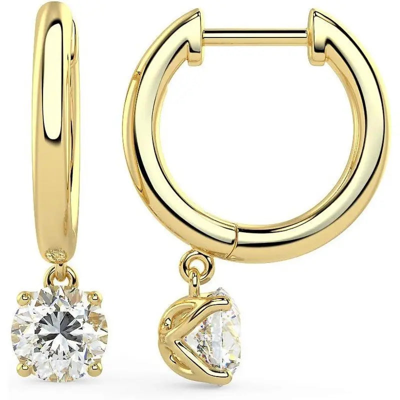 1/2 to 4 Carat Lab Grown Diamond Huggie Hoop Earrings for Women I 14k Gold Earrings (G - H, VS1 - VS2, 0.50 to 4.00 cttw) Dangling Drop I Brilliant Cut Diamond Hoops by Carbon Atelier - Future Jewelry