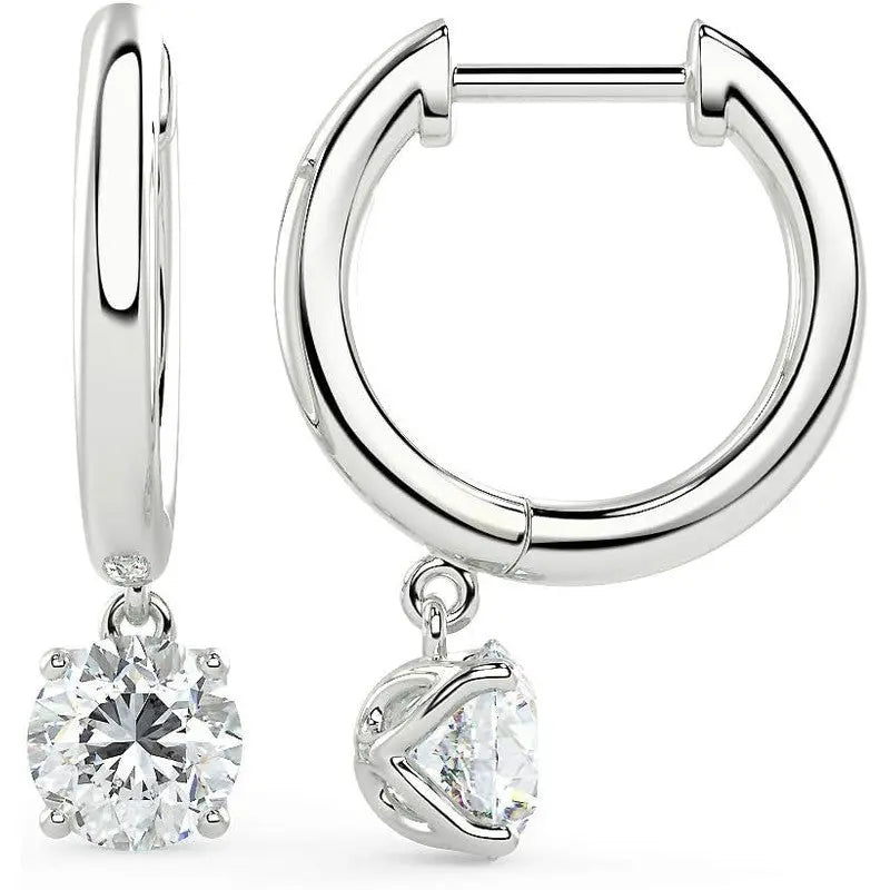 1/2 to 4 Carat Lab Grown Diamond Huggie Hoop Earrings for Women I 14k Gold Earrings (G - H, VS1 - VS2, 0.50 to 4.00 cttw) Dangling Drop I Brilliant Cut Diamond Hoops by Carbon Atelier - Future Jewelry