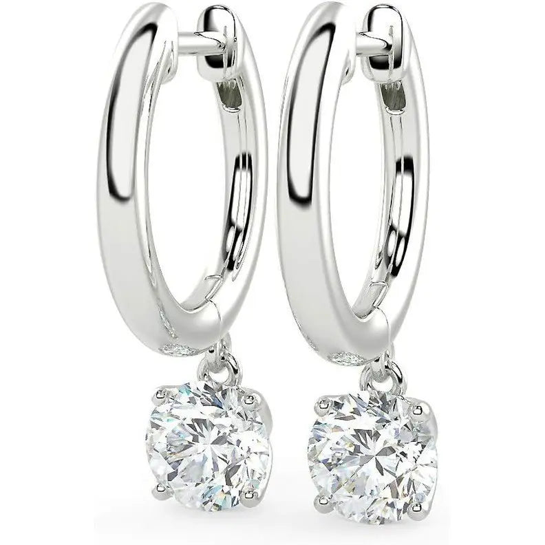 1/2 to 4 Carat Lab Grown Diamond Huggie Hoop Earrings for Women I 14k Gold Earrings (G - H, VS1 - VS2, 0.50 to 4.00 cttw) Dangling Drop I Brilliant Cut Diamond Hoops by Carbon Atelier - Future Jewelry
