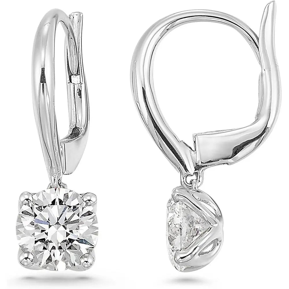 1/2 to 4 Carat Round Lab Grown Diamond Dangle Drop Earrings for Women I 14k Gold Earrings 4 - Prong Set Brilliant Cut Diamond - Future Jewelry