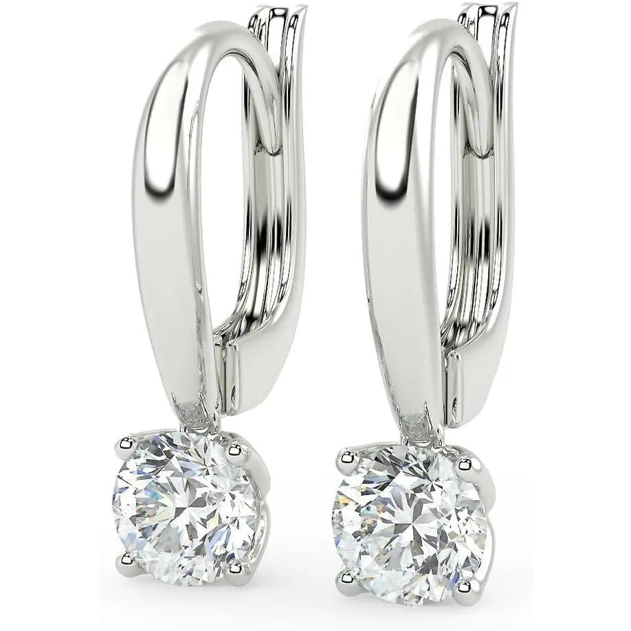 1/2 to 4 Carat Round Lab Grown Diamond Dangle Drop Earrings for Women I 14k Gold Earrings 4 - Prong Set Brilliant Cut Diamond - Future Jewelry
