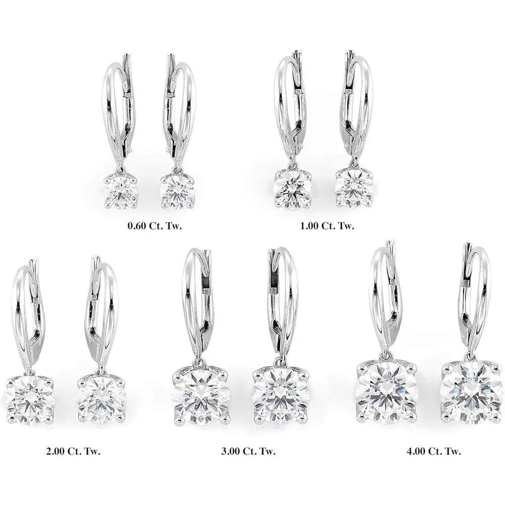 1/2 to 4 Carat Round Lab Grown Diamond Dangle Drop Earrings for Women I 14k Gold Earrings 4 - Prong Set Brilliant Cut Diamond - Future Jewelry