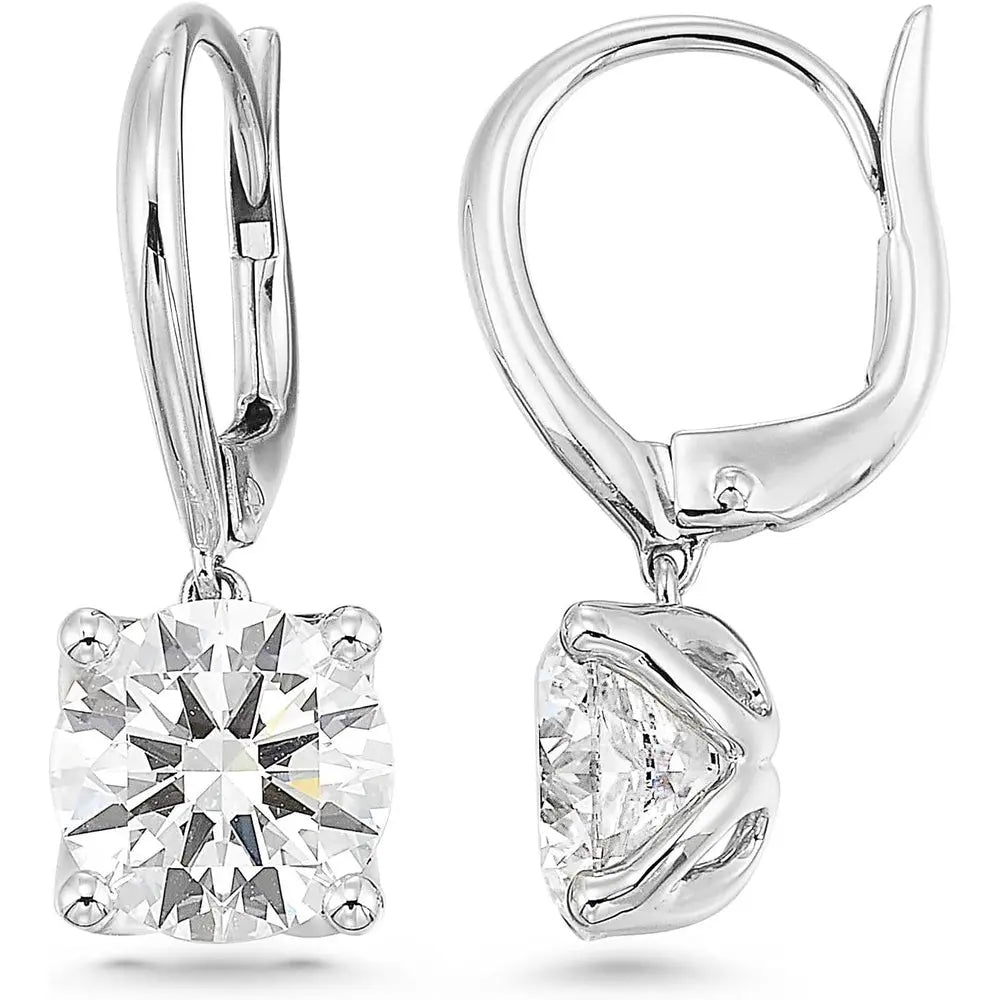 1/2 to 4 Carat Round Lab Grown Diamond Dangle Drop Earrings for Women I 14k Gold Earrings 4 - Prong Set Brilliant Cut Diamond - Future Jewelry