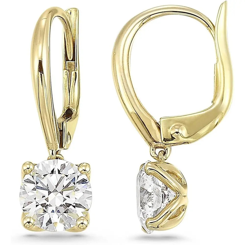 1/2 to 4 Carat Round Lab Grown Diamond Dangle Drop Earrings for Women I 14k Gold Earrings 4 - Prong Set Brilliant Cut Diamond - Future Jewelry