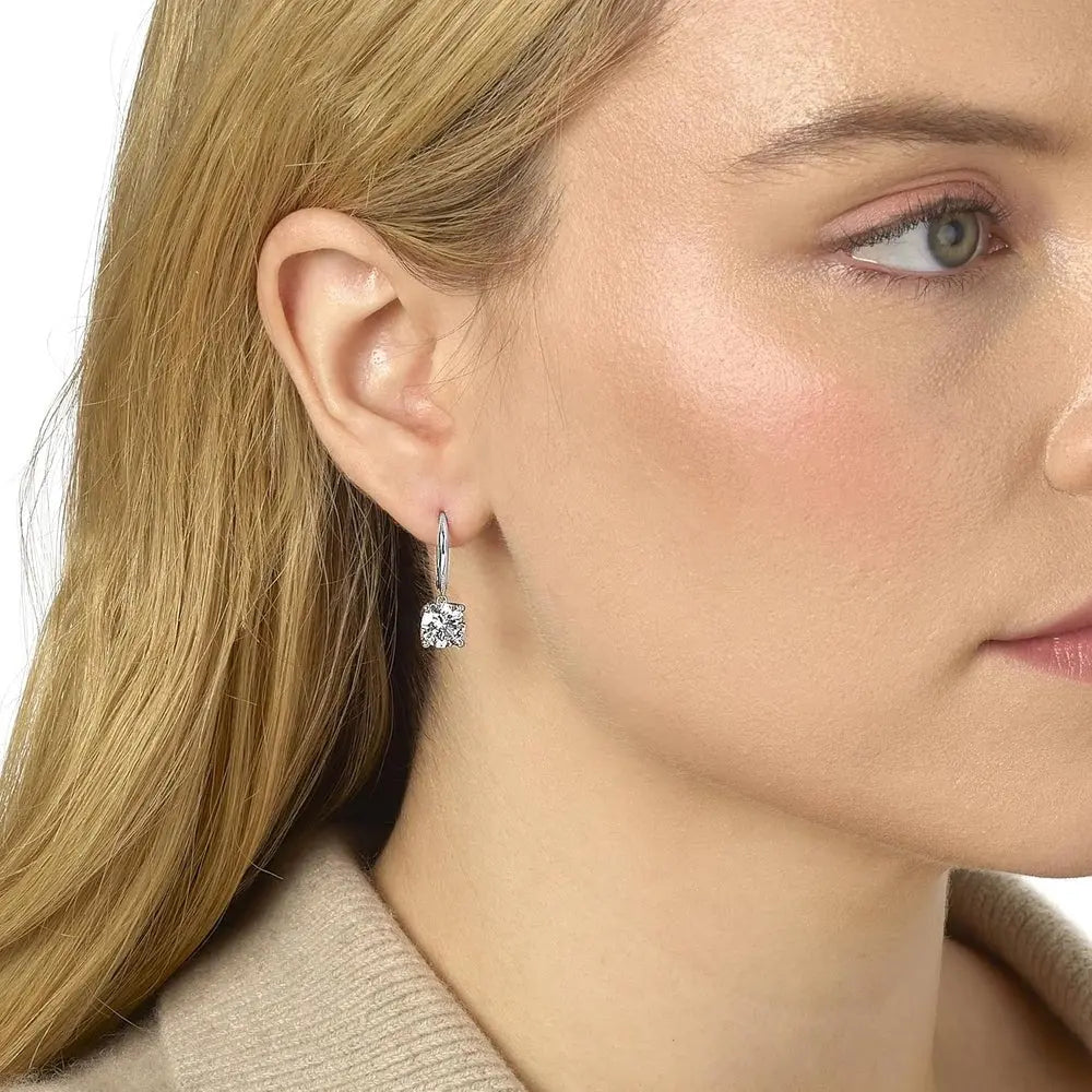 1/2 to 4 Carat Round Lab Grown Diamond Dangle Drop Earrings for Women I 14k Gold Earrings 4 - Prong Set Brilliant Cut Diamond - Future Jewelry
