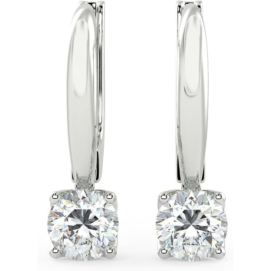 1/2 to 4 Carat Round Lab Grown Diamond Dangle Drop Earrings for Women I 14k Gold Earrings 4 - Prong Set Brilliant Cut Diamond - Future Jewelry