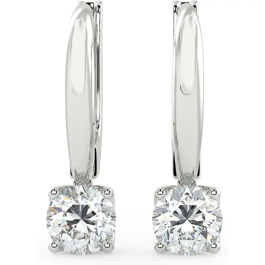 1/2 to 4 Carat Round Lab Grown Diamond Dangle Drop Earrings for Women I 14k Gold Earrings 4 - Prong Set Brilliant Cut Diamond - Future Jewelry