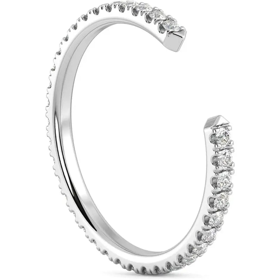 1/2Ct Pave Diamond Open Wedding Ring 14k Gold Stackable Band Lab Grown - Size 7 - Future Jewelry