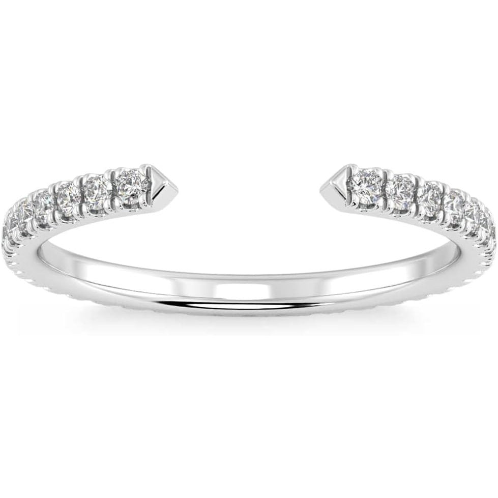 1/2Ct Pave Diamond Open Wedding Ring 14k Gold Stackable Band Lab Grown - Size 7 - Future Jewelry